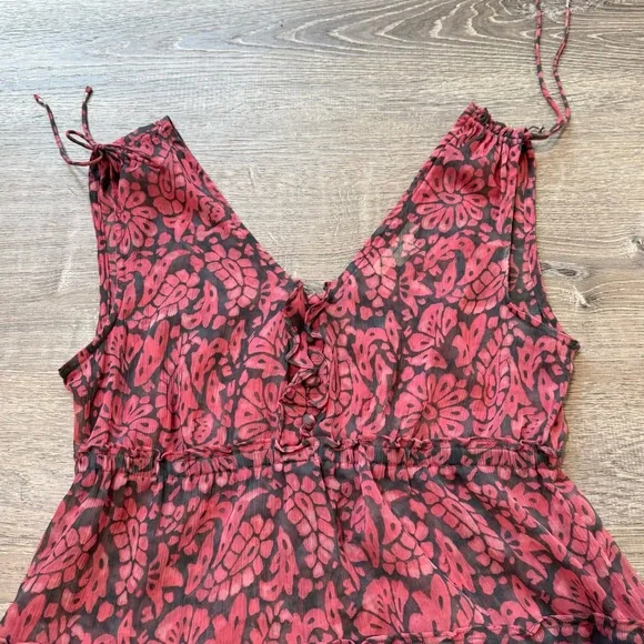 AMerican Eagle Outfitters Womens Sz 4 Boho Sheer Tiered Dress Ruffle - Picture 2 of 8